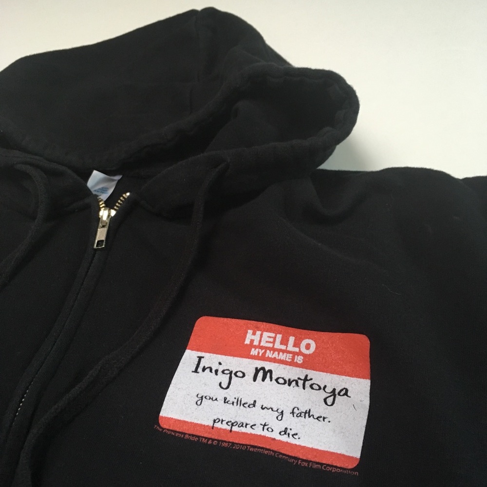 Inigo Montoya Princess Bride Black zip up Hoodie Medium